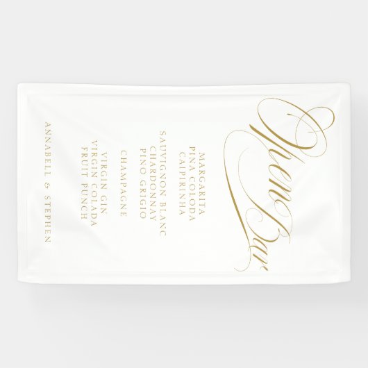 Open de bar! Modern, kalligrafie, wit Spandoek (Horizontaal)