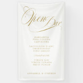 Open de bar! Modern, kalligrafie, wit Spandoek (Verticaal)