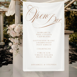 Open de bar! Modern, kalligrafie, wit Spandoek