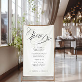 Open de bar! Modern, kalligrafie, wit Spandoek