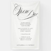 Open de bar! Modern, kalligrafie, wit Spandoek (Verticaal)