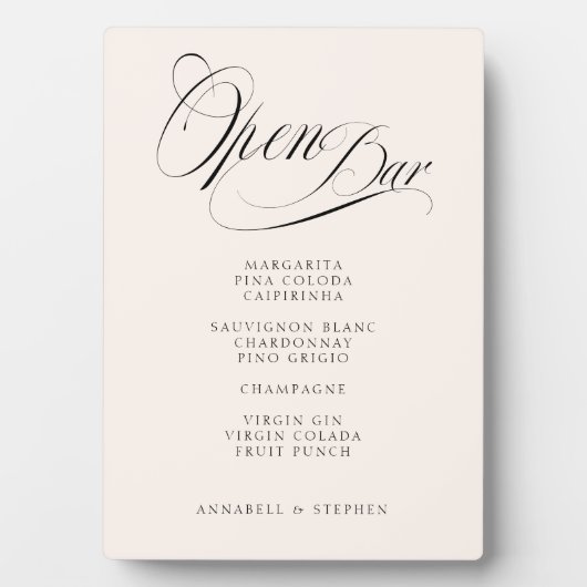 Open de bar! Moderne, kalligrafie, beige Fotoplaat (voorkant)