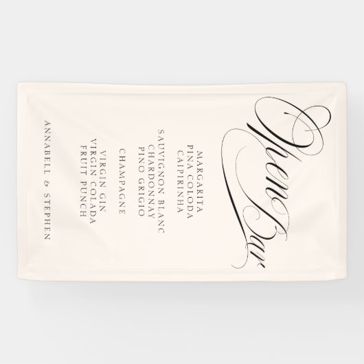 Open de bar! Moderne, kalligrafie, beige Spandoek (Horizontaal)