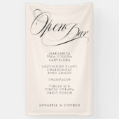 Open de bar! Moderne, kalligrafie, beige Spandoek (Verticaal)