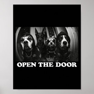 Open de deur grappige hondenbende vintage y2k hond poster