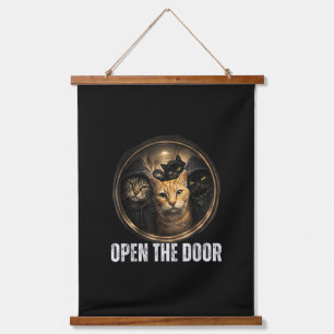 Open De Deur Grappige Kat Meme Kat Gang Humor Ontw Hangend Wandkleed