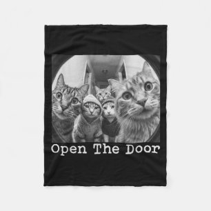 Open de deur kat bende vintage grappige katten mem fleece deken