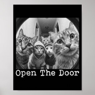 Open de deur kat bende vintage grappige katten mem poster