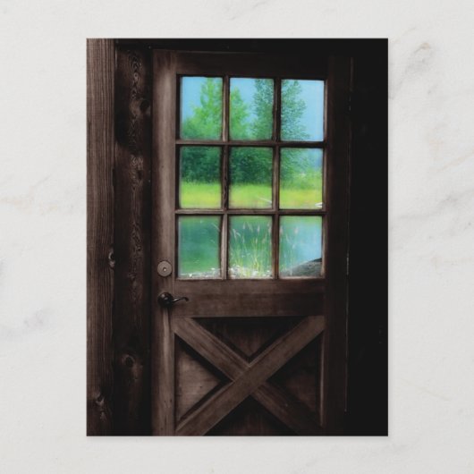 Open de deur naar buiten briefkaart (Voorkant)