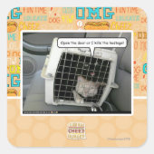 Open de deur vierkante sticker (Voorkant)