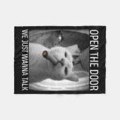 Open de deur we willen grappig over gangster kat m fleece deken (Voorkant (Horizontaal))
