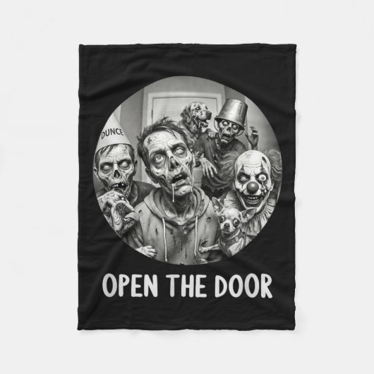 Open De Deur Zombie Honden Grappige Halloween Hond Fleece Deken (Voorkant)