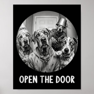 Open De Deur Zombie Honden Grappige Halloween Hond Poster