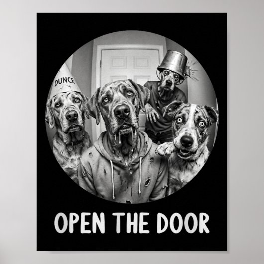 Open De Deur Zombie Honden Grappige Halloween Hond Poster (Voorkant)