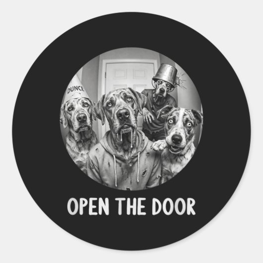 Open De Deur Zombie Honden Grappige Halloween Hond Ronde Sticker (Voorkant)