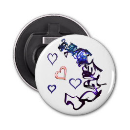 Open de hendel van mijn hart button flesopener