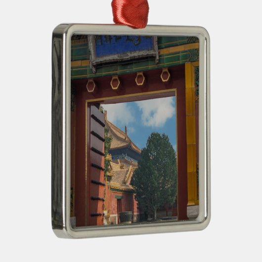 Open deur in de verboden stad - Beijing, China Metalen Ornament (Rechts)