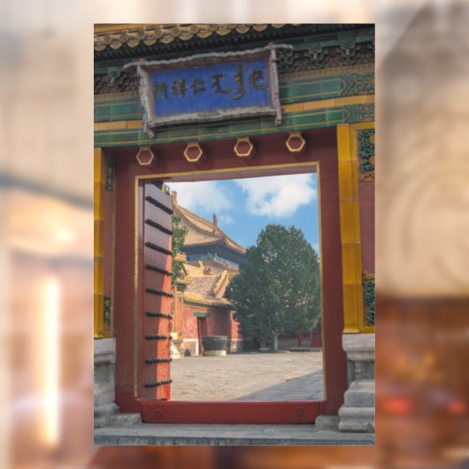 Open deur in de verboden stad - Beijing, China Raamsticker (Vel 2)