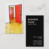 open deur met komische stijl : vloerbedekking (roo visitekaartje (Voorkant / Achterkant)