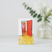 open deur met komische stijl : vloerbedekking (roo visitekaartje (Staand voorkant)