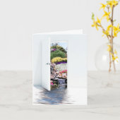 Open deur met tuinwaterval kaart (Gele Bloem)