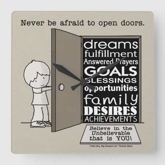 Open deuren vierkante klok (Voorkant)