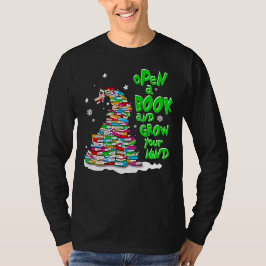 Open een boek en vergroot je vriendelijke kerst t-shirt (Voorkant)