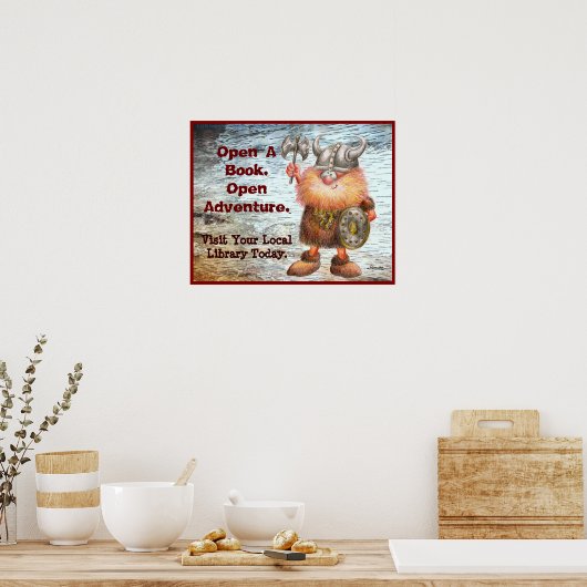 Open een boek. Open avontuur. Poster (Keuken)