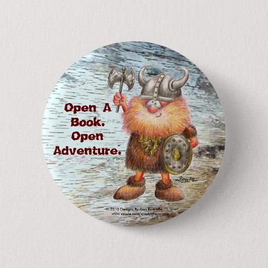 Open een boek.  Open avontuur. Ronde Button 5,7 Cm (Voorkant)