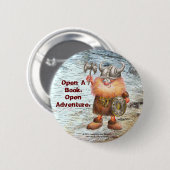 Open een boek.  Open avontuur. Ronde Button 5,7 Cm (Voorkant /achterkant)