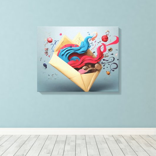 Open envelop verrassing canvas afdruk (Insitu (Houten vloer))