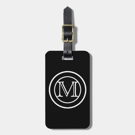Open Face Double Black Monogramed Bagagelabel (Voorkant verticaal)