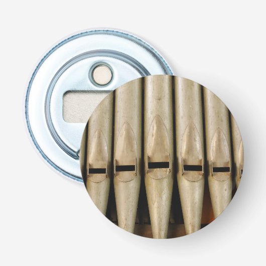Open flesopening voor orgaanbuizen button flesopener (Voorkant)