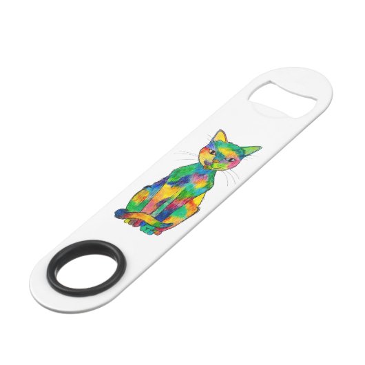 Open flesopening voor regenboogkattensnelheid speed flessenopener (Achterkant Gekanteld)