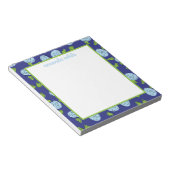 Open Flowers Blue op Navy Notepad Notitieblok (Schuin)