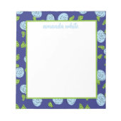 Open Flowers Blue op Navy Notepad Notitieblok (Voorkant)