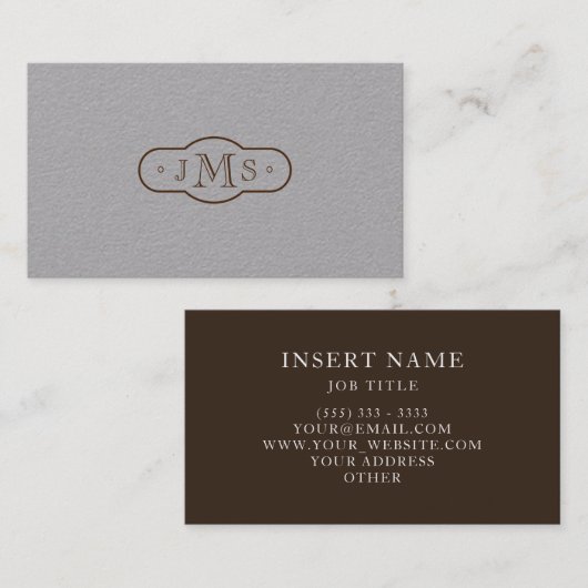 Open Font Monogrammed Elegant Retro Visitekaartje (Voorkant / Achterkant)