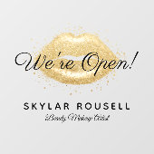 Open For Business Goud Zwarte Schoonheid Lippen Ma Raamsticker (Vel)