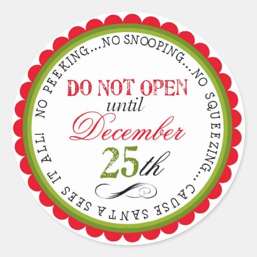 Open geen kerstcadeau Stickers (Voorkant)