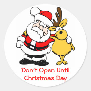 Open geen kerstcadeautje voor Kerstmis en rendier Ronde Sticker