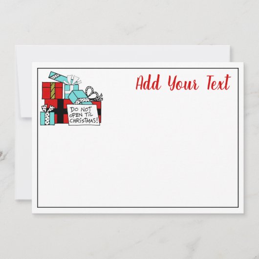 Open geen kerstcadeautjes feestdagenkaart (Voorkant)
