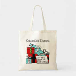 Open geen kerstcadeautjes tote bag
