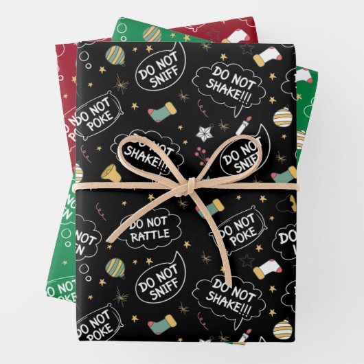 Open geen kinder grappige kerstkreet inpakpapier vel (In situ)