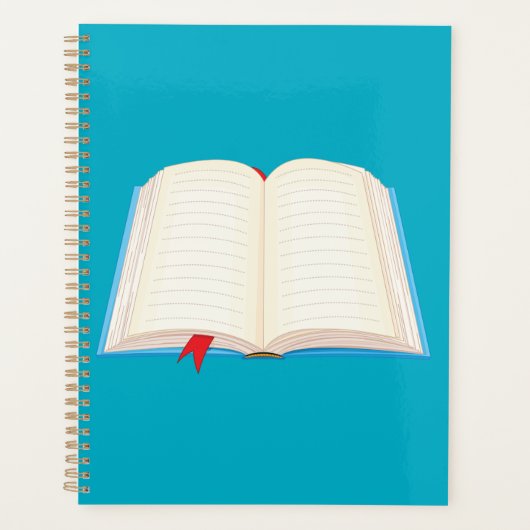 Open Geïllustreerd Boek Rode Boekwijzer Planner (Voorkant)