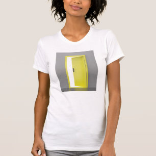 Open gele deur met slim slot t-shirt