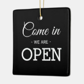 Open / Gesloten zwart-wit, tweezijdig winkelbedrij Keramisch Ornament (Links)