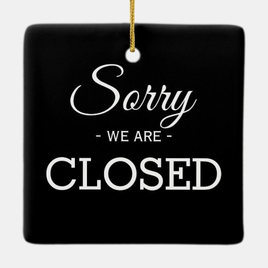 Open / Gesloten zwart-wit, tweezijdig winkelbedrij Keramisch Ornament (Achterkant)