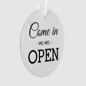 Open / Gesloten zwart-wit, tweezijdig winkelbedrij Ornament (voorkant)