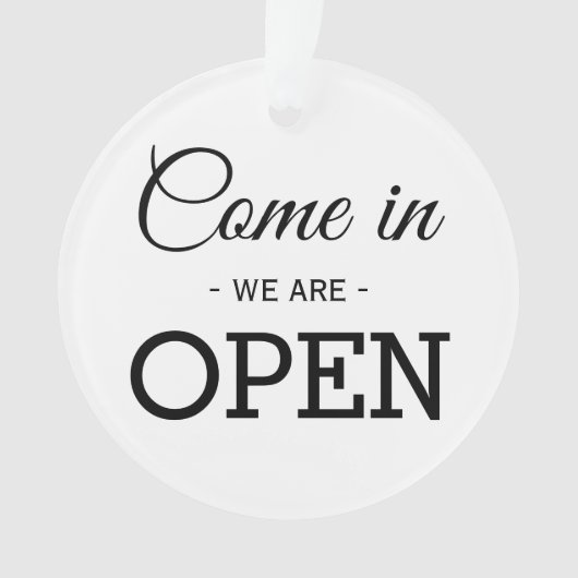 Open / Gesloten zwart-wit, tweezijdig winkelbedrij Ornament (voorkant)