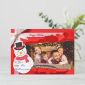 Open Gift Reveals Familie Foto Prettige feestdagen Feestdagenkaart (Staand voorkant)